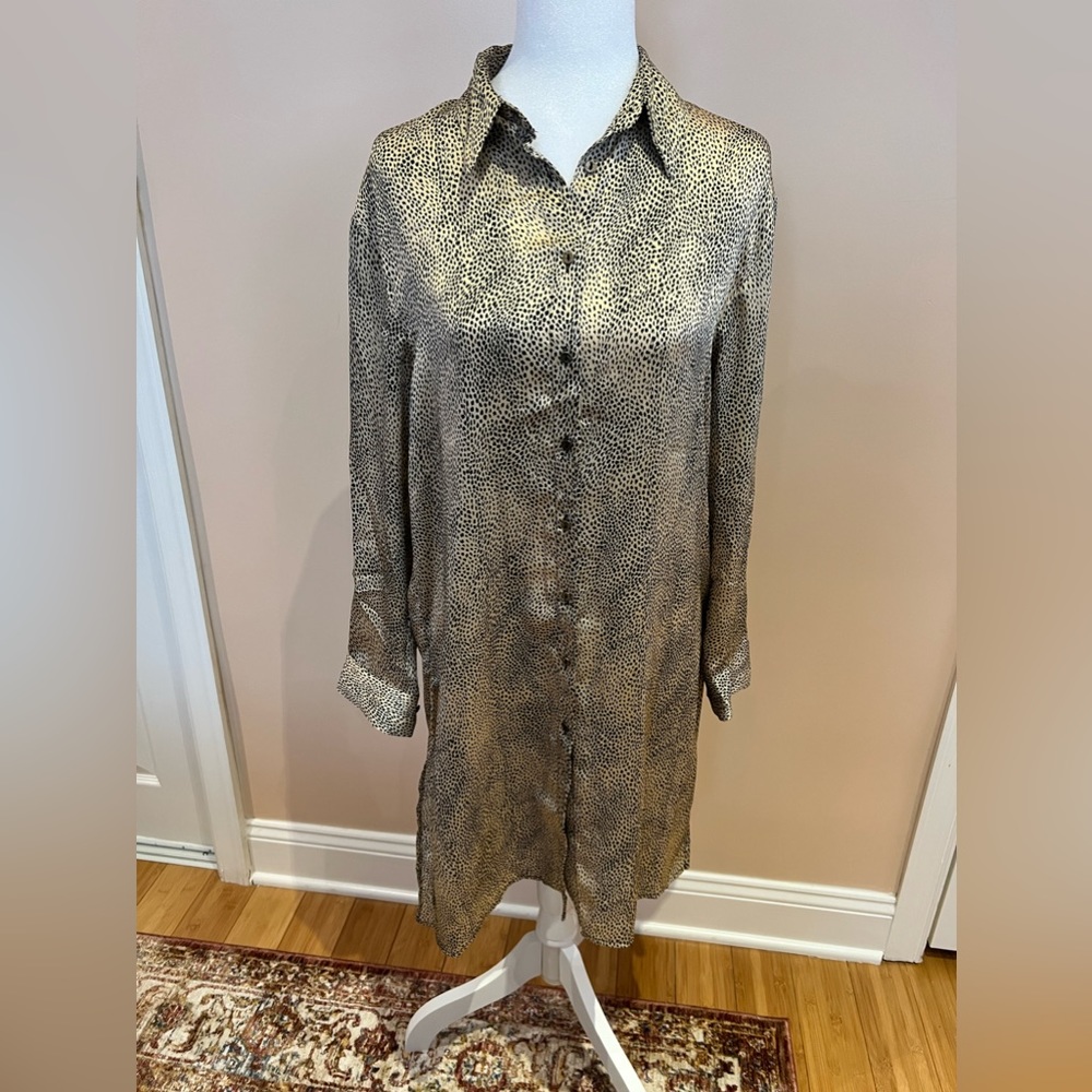 Zara HIGH COLLAR SATIN EFFECT TOP Size S